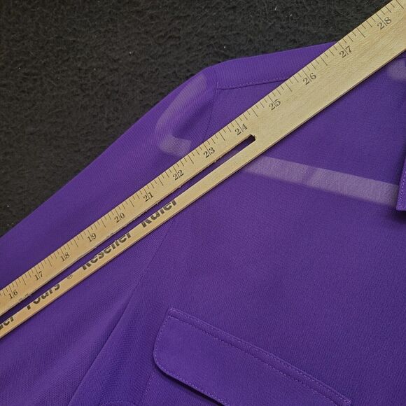 Coldwater Creek Womens Button Up Shirt Purple Size Small 100% Polyester Sheer - Picture 5 of 13